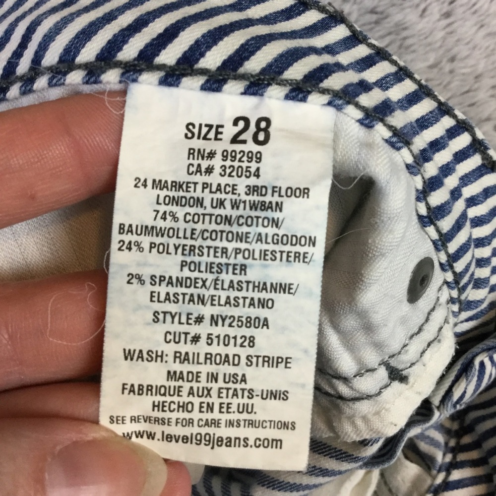 Level 99 Lily Skinny Straight Jeans Blue & white Railroad Stripe Women’s Size 28 - Picture 10 of 15